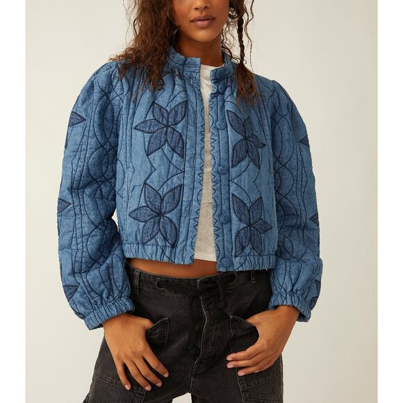 Free People Blue Floral Jacket - Picture 2 of 7